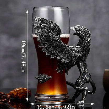 EMERGE Crystal Beer Mug With Intricate Eagle Figurine Design Handel