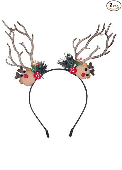 EMERGE Christmas Party Accessories Reindeer Antlers Headband Cute Hairband Pack Of 2