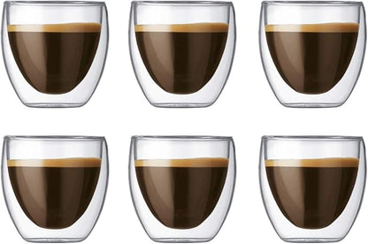 EMERGE Double Wall Coffee Mugs Set Of 6 - 80ML