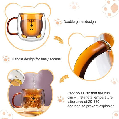 EMERGE Double Wall Transparent Tea Coffee bear Mug