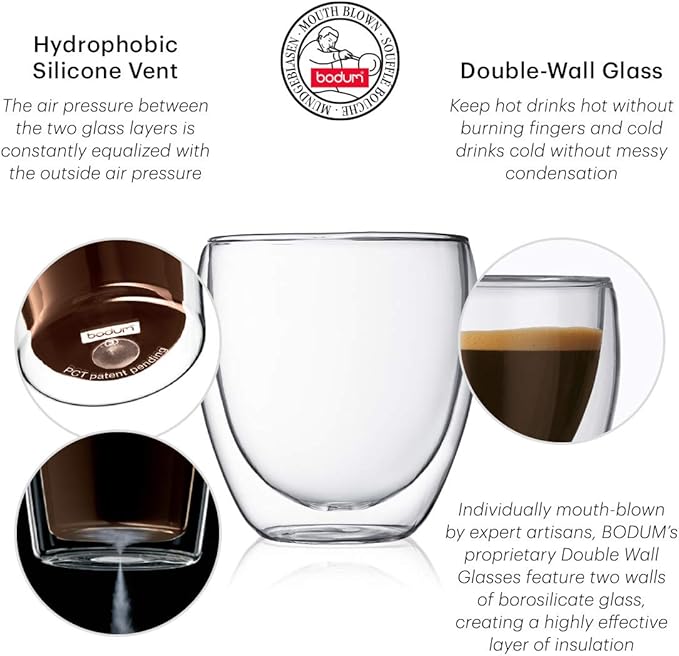 EMERGE Double Wall Coffee Mugs Set Of 6 - 80ML