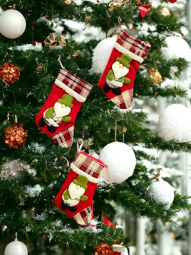 EMERGE Christmas Tree Xmas Hanging Decor Snowman Santa Stockings Pack of 3