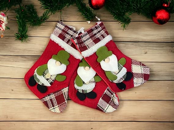 EMERGE Christmas Tree Xmas Hanging Decor Snowman Santa Stockings Pack of 3