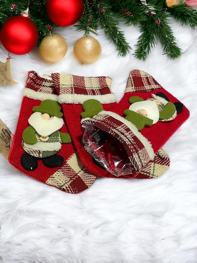 EMERGE Christmas Tree Xmas Hanging Decor Snowman Santa Stockings Pack of 3