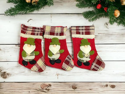 EMERGE Christmas Tree Xmas Hanging Decor Snowman Santa Stockings Pack of 3