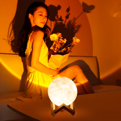 EMERGE Moon Sunset Lamp Projector With Wooden Stand