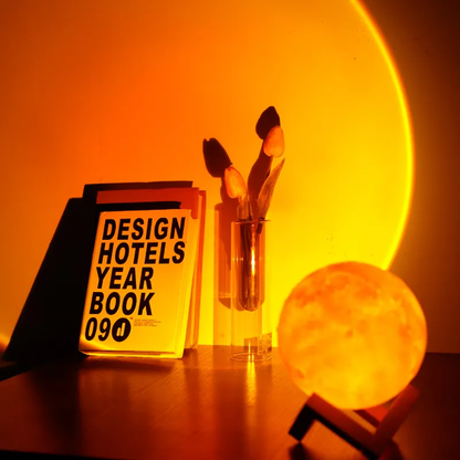 EMERGE Moon Sunset Lamp Projector With Wooden Stand