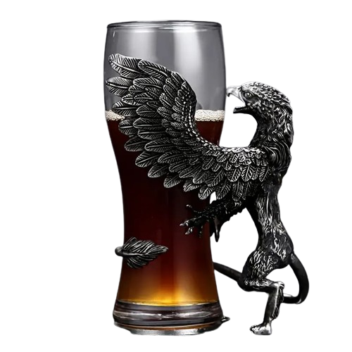 EMERGE Crystal Beer Mug With Intricate Eagle Figurine Design Handel