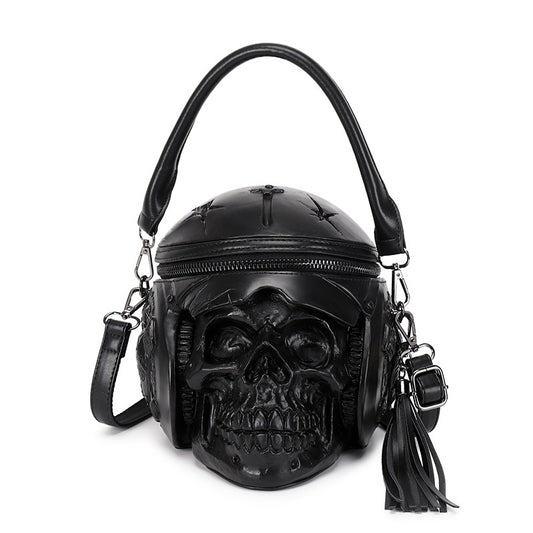 EMERGE Fashion Shoulder Bag Skeleton Head Handbag Purse - Black