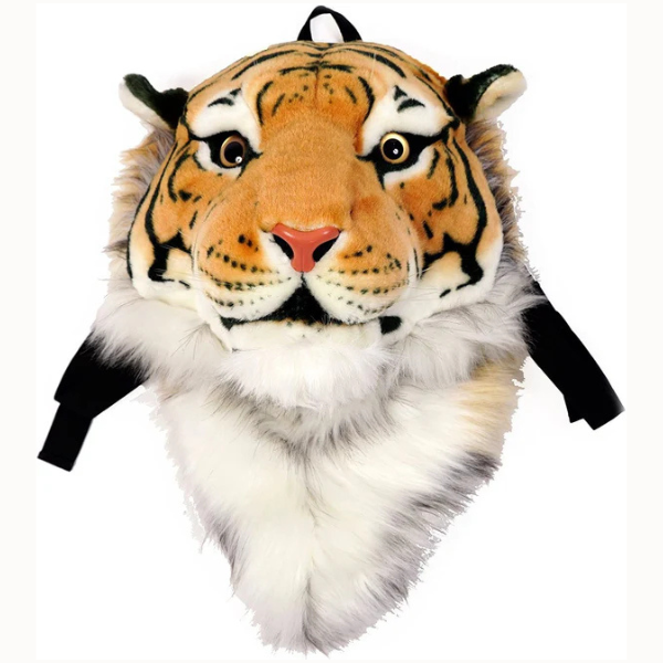 EMERGE 3D Stuffed Tiger Head Shoulder Backpack Bag