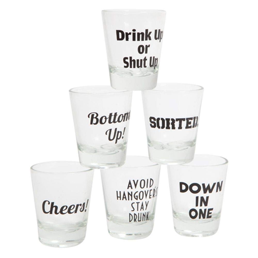 EMERGE Set of 6 Slogan Shot Glass-Each 30 ML