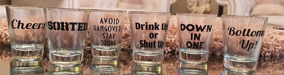 EMERGE Set of 6 Slogan Shot Glass-Each 30 ML